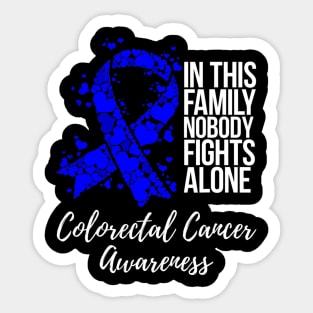 Family Support Dark Blue Ribbon Colorectal Cancer Awareness Sticker